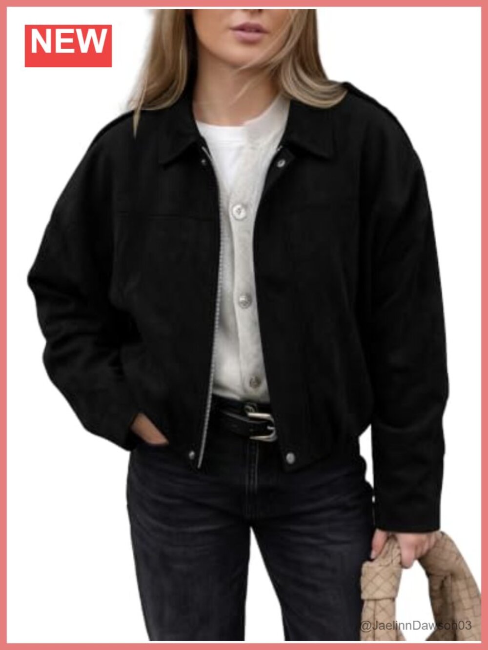 Faux Suede Cropped Bomber Jacket Zip Front Casual Outerwear
